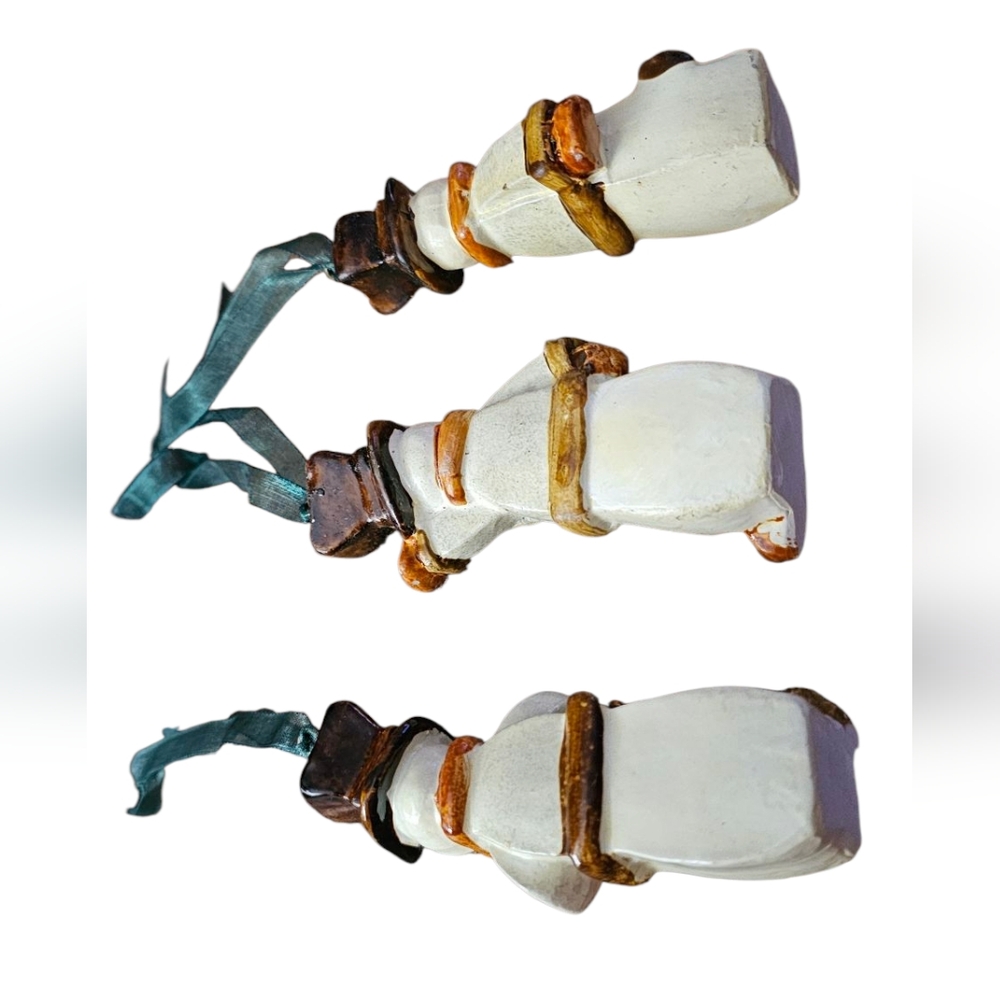 Vintage - Holiday Snowman Ornaments Set of 3 White and Brown - Picture 4 of 5
